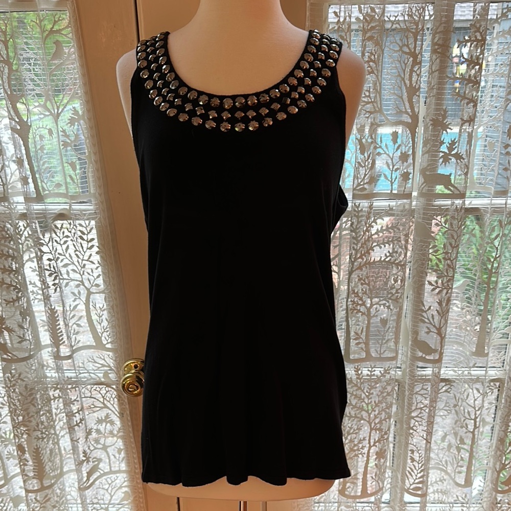 Kenar Black Embellished Sleeveless Tank Top